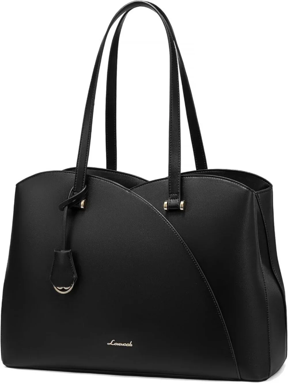 Stylish Black Laptop Tote Bag for Women - Large Work Bag, Teacher Briefcase
